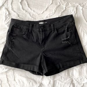 Old Navy Boyfriend Black Denim Distressed Shorts
